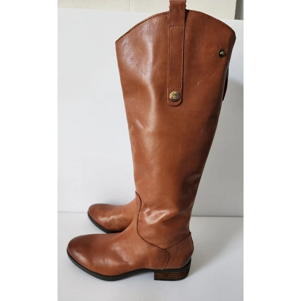 Sam Edelman Penny tall Riding Brown Boots Whiskey British tan size 6 M